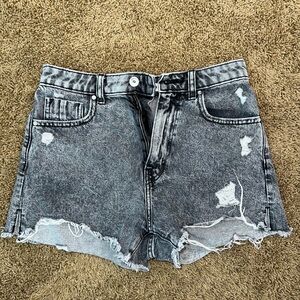 Distressed Denim Women Shorts - Gray
